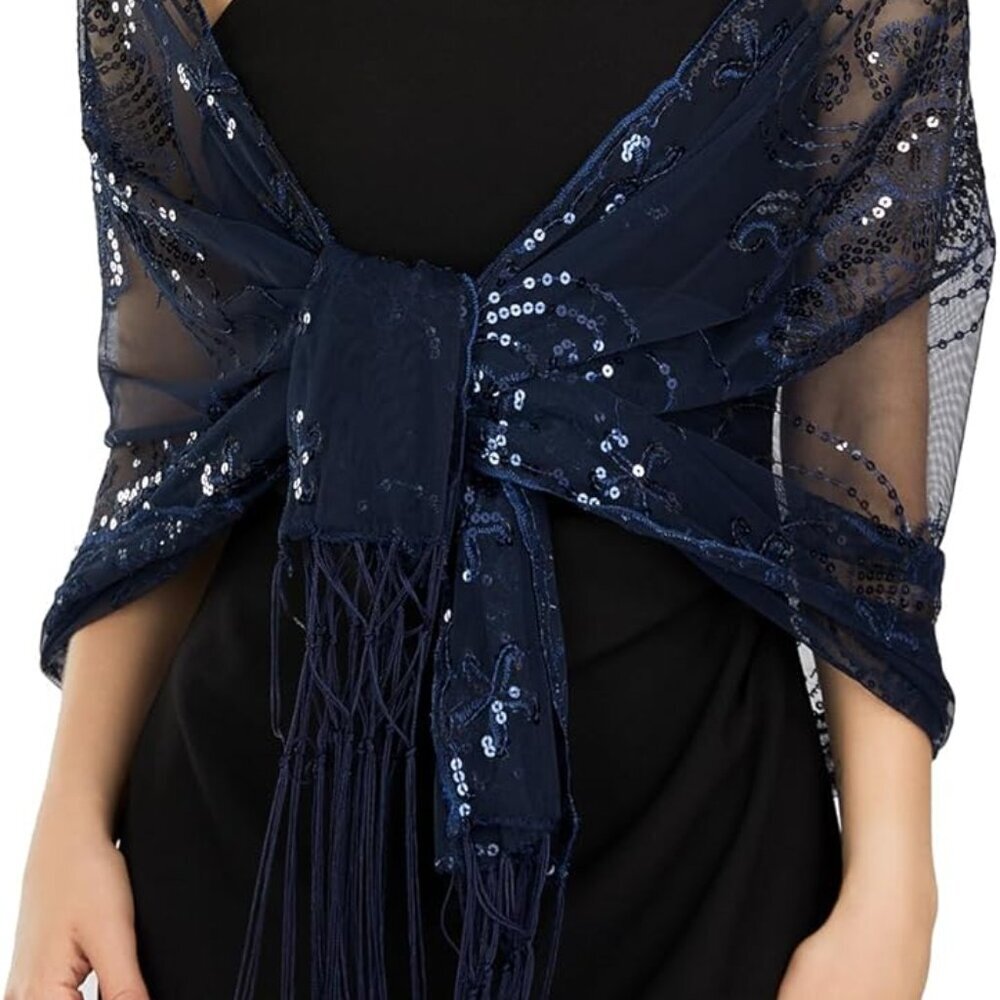 Women's 1920s Long Shawl Wraps,Sequin Flapper Evening Shawls for women formal/Pa